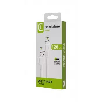 Cable de alimentación Cellularline 120 cm USB-C conector macho USB-A blanco