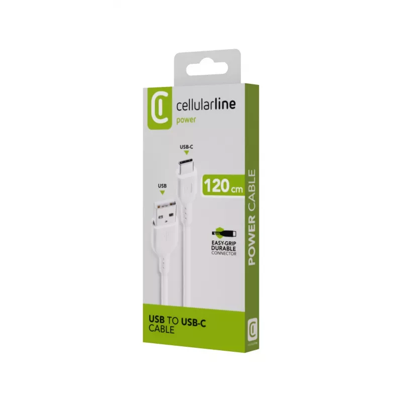 Cable de alimentación Cellularline 120 cm USB-C conector macho USB-A blanco