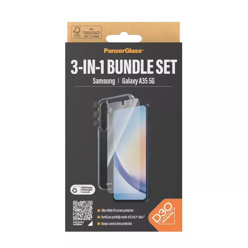 PanzerGlass ® pack de protección 3 en 1 Samsung Galaxy A35 5G | Ultra-Wide Fit con EasyAligner