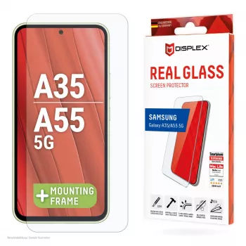 Protector de pantalla Displex (10H) para Samsung Galaxy A35/A55 5G, marco de montaje Eco, resistente a arañazos