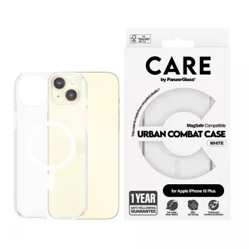 Funda PanzerGlass CARE™ by ® Urban Combat transparente con MagSafe blanco iPhone 15 Plus