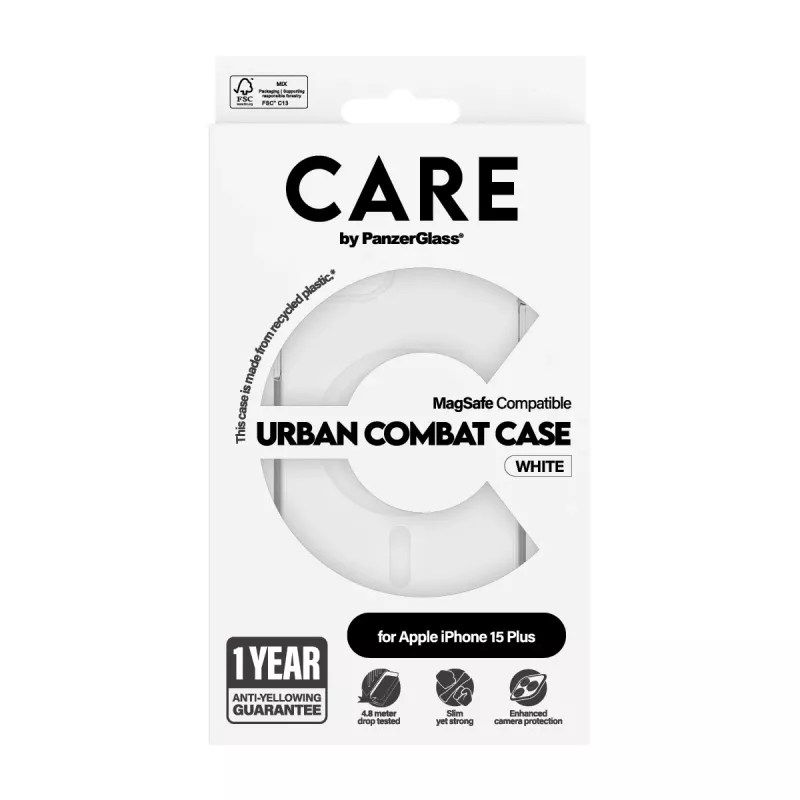 Funda PanzerGlass CARE™ by ® Urban Combat transparente con MagSafe blanco iPhone 15 Plus