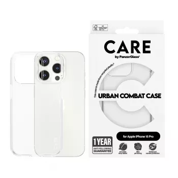 Funda PanzerGlass iPhone 15 Pro transparente Urban Combat Clear Frame