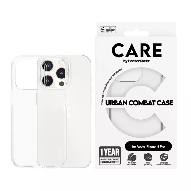 Funda PanzerGlass iPhone 15 Pro transparente Urban Combat Clear Frame