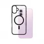 Funda PanzerGlass ® HardCase transparente con MagSafe negro y marco iPhone 16 Plus