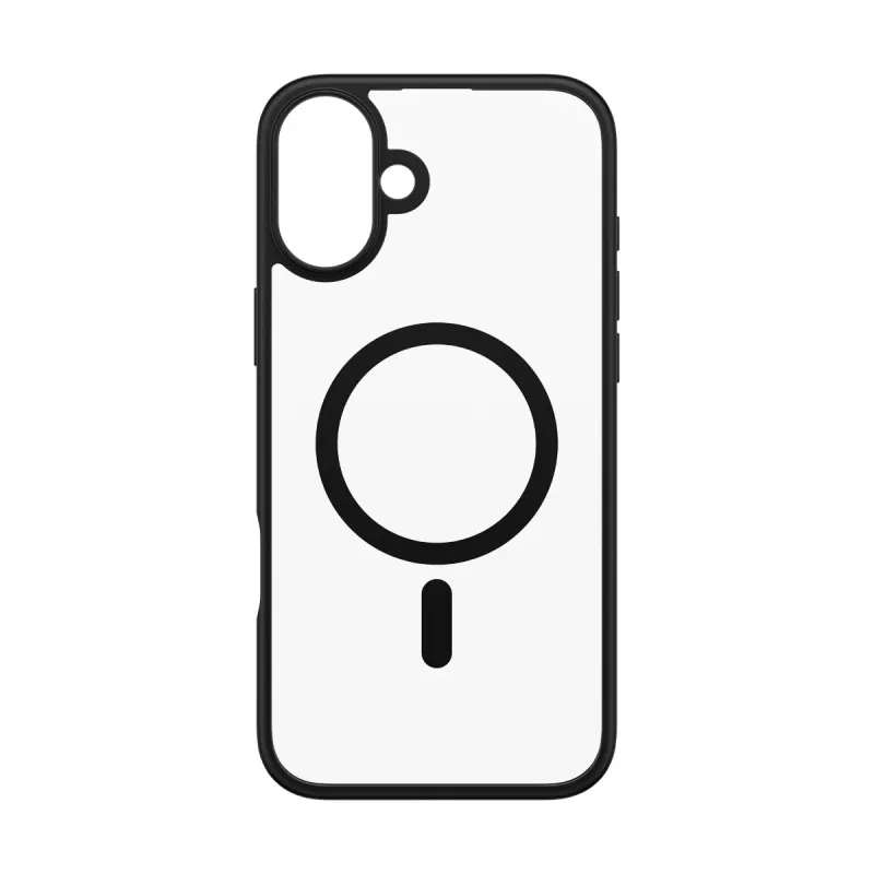 Funda PanzerGlass ® HardCase transparente con MagSafe negro y marco iPhone 16 Plus