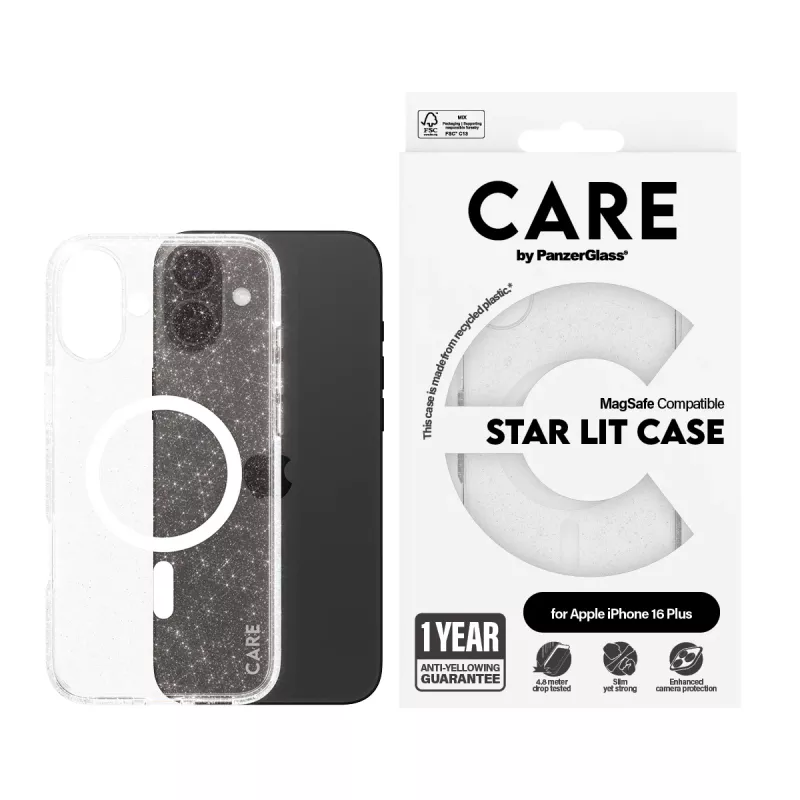 Funda PanzerGlass CARE™ by ® Urban Combat Star Lit con MagSafe blanco iPhone 16 Plus