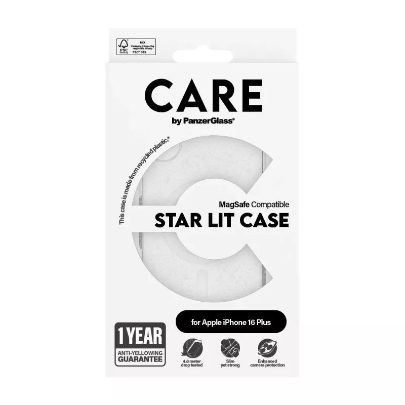 Funda PanzerGlass CARE™ by ® Urban Combat Star Lit con MagSafe blanco iPhone 16 Plus
