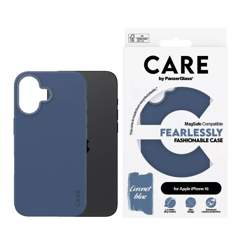 Funda PanzerGlass CARE by funda moderna azul con MagSafe iPhone 16