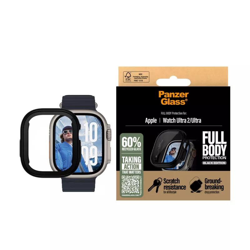 Funda PanzerGlass ® Case Full Body negra Apple Watch Ultra 3 | Ultra 2 | Ultra | 49mm