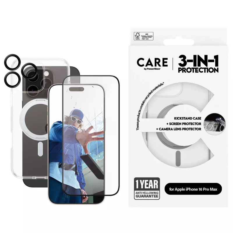 PanzerGlass CARE by ® Feature pack 3 en 1 cerámica iPhone 16 Pro Max