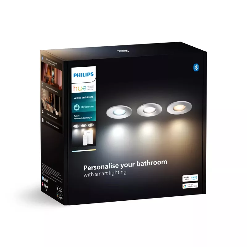 Foco empotrable Philips Hue White Ambiance Adore 3x350 lm, regulable, blanco ajustable