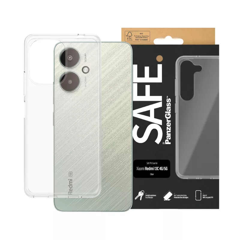 PanzerGlass SAFE. By ® Funda TPU Transparente para Xiaomi Redmi 13C