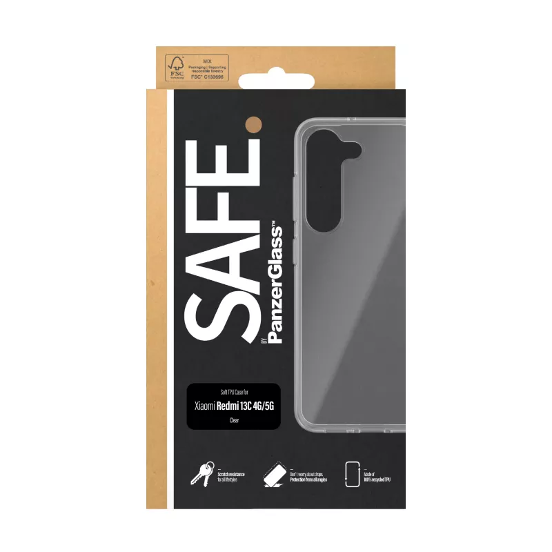 PanzerGlass SAFE. By ® Funda TPU Transparente para Xiaomi Redmi 13C