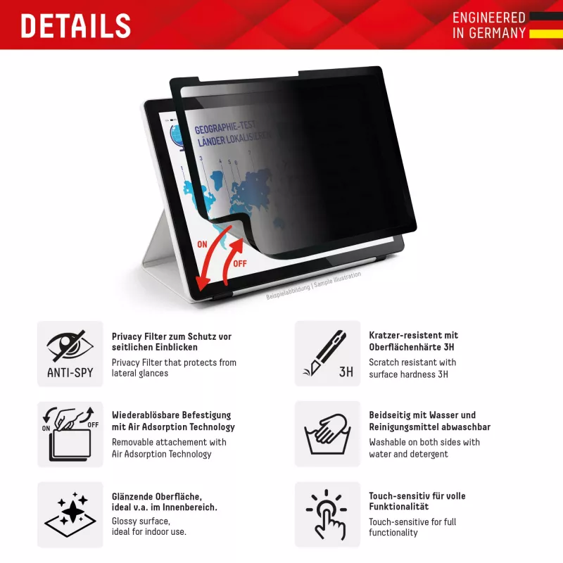 Displex TABLET PRIVACY SAFE filtro de privacidad de 2 vías extraíble para iPad Pro 13