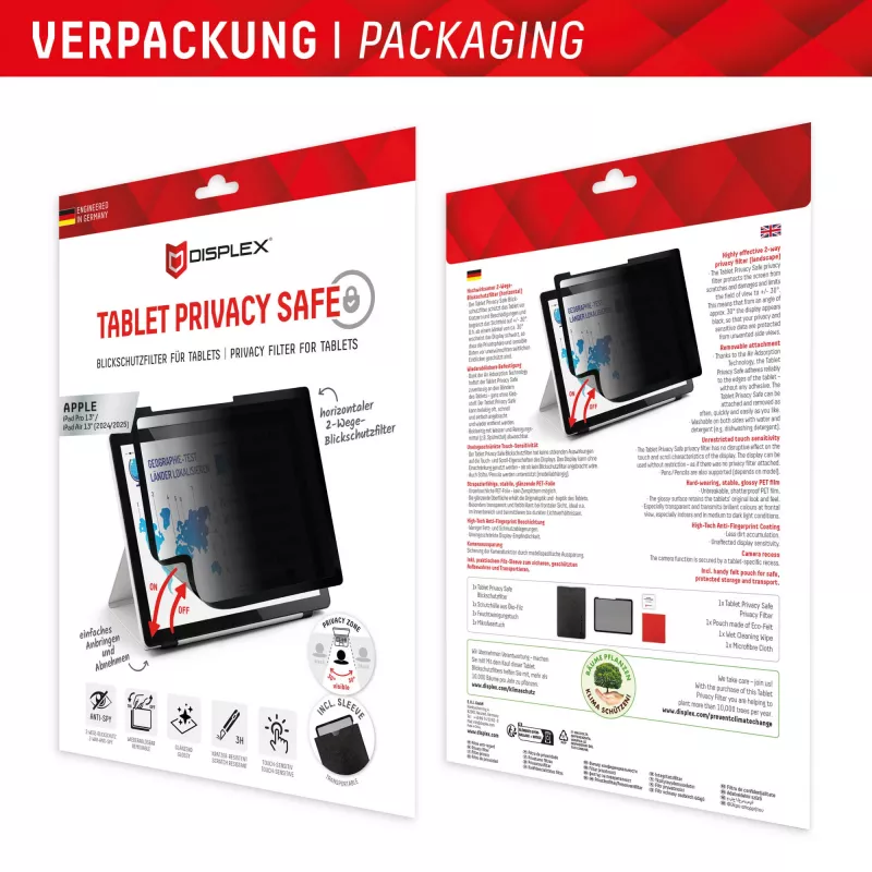 Displex TABLET PRIVACY SAFE filtro de privacidad de 2 vías extraíble para iPad Pro 13