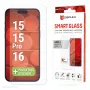 Displex Smart Glass (9H) para Apple iPhone 15/15 Pro/16, adhesivo de montaje, irrompible