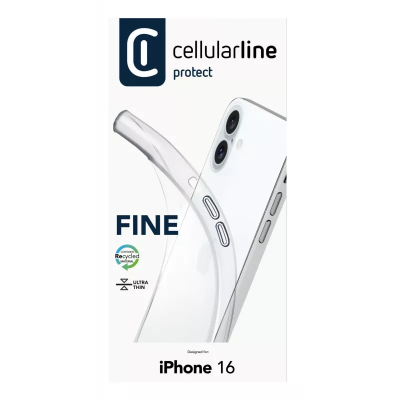 Cellularline FINECIPH16T Fine Case funda para iPhone 16, transparente