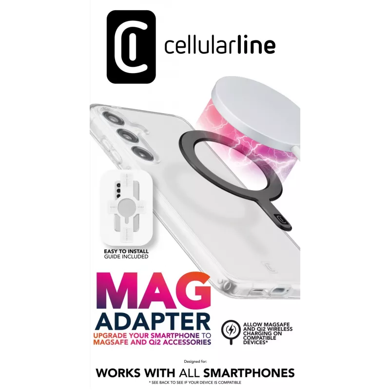 Adaptador magnético Cellularline anillo adhesivo magnético para smartphones, habilitador del ecosistema MagSafe