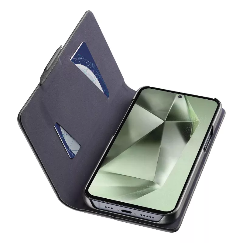 Funda tipo libro Cellularline Book para Galaxy S24 FE con compartimento para tarjetas y cierre magnético