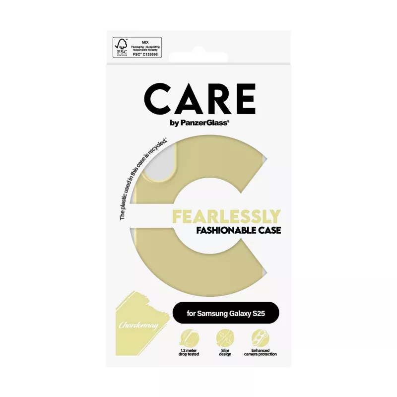 PanzerGlass CARE™ by ® Case Chardonnay Samsung Galaxy S25, funda, Samsung, Samsung - Galaxy S25, amarillo