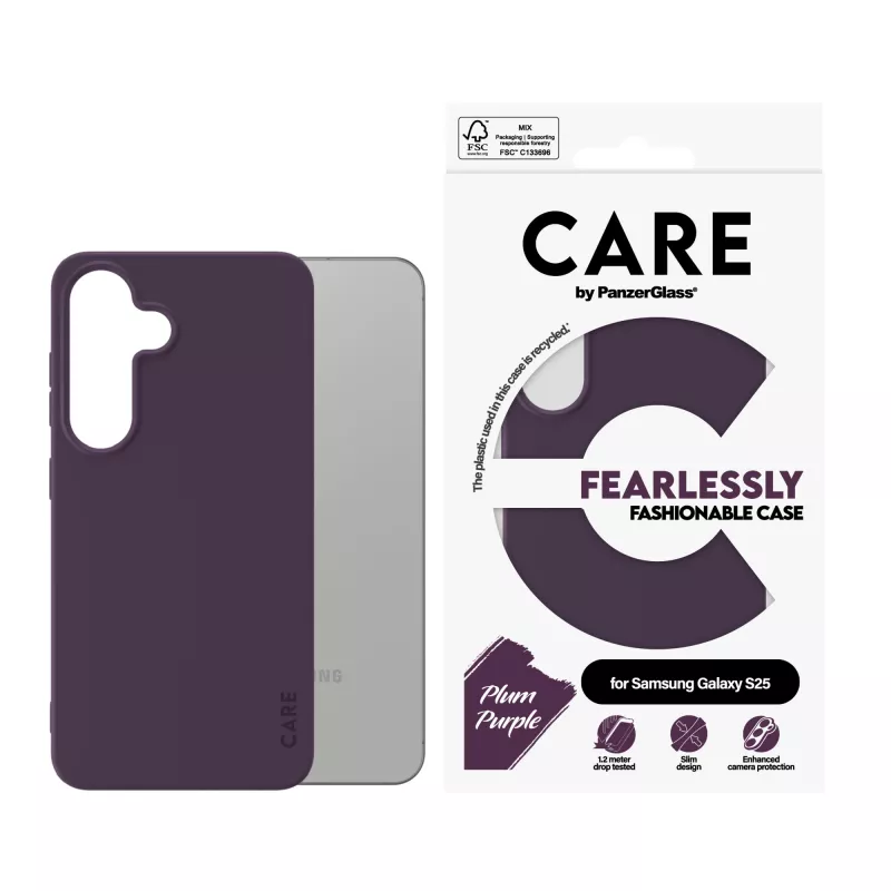 Funda PanzerGlass CARE by moda morada ciruela para Samsung Galaxy S25 transparente