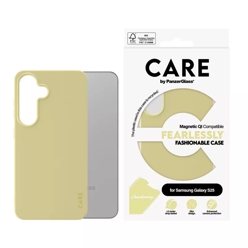 Funda PanzerGlass CARE™ by ® Case Chardonnay con compatibilidad Qi para Samsung Galaxy S25