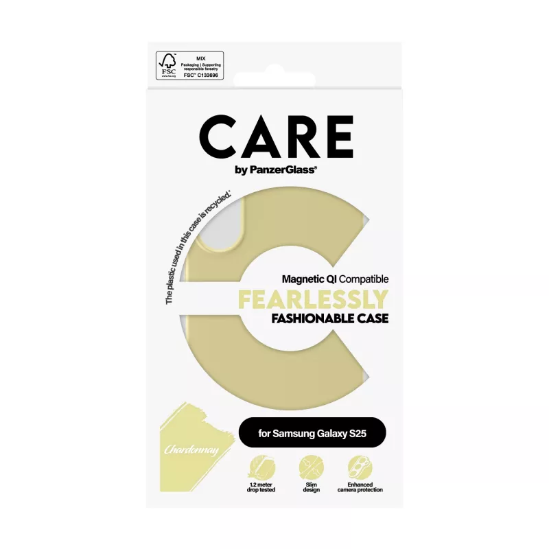 Funda PanzerGlass CARE™ by ® Case Chardonnay con compatibilidad Qi para Samsung Galaxy S25