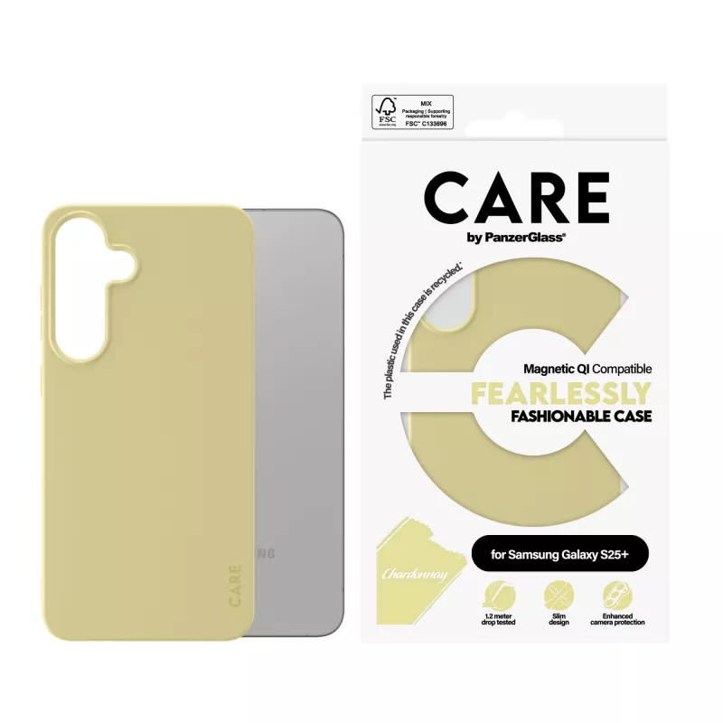 Funda PanzerGlass CARE™ by ® Case Chardonnay con compatibilidad Qi para Samsung Galaxy S25+