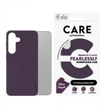 Funda PanzerGlass CARE™ by ® Case morada ciruela con compatibilidad Qi para Samsung Galaxy S25+