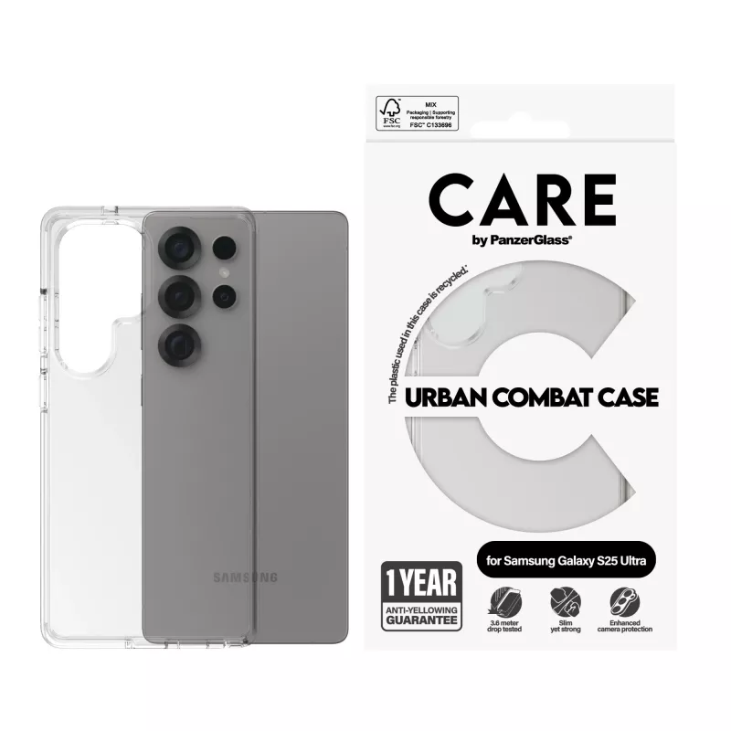 Funda PanzerGlass CARE™ by ® Urban Combat transparente para Samsung Galaxy S25 Ultra