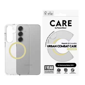 Funda PanzerGlass CARE Urban Combat transparente Chardonnay Qi para Samsung Galaxy S25+