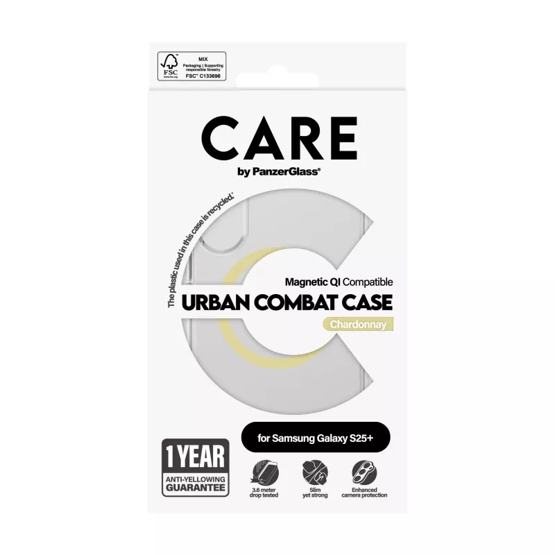 Funda PanzerGlass CARE Urban Combat transparente Chardonnay Qi para Samsung Galaxy S25+