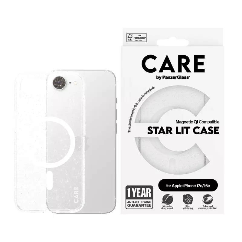 Funda PanzerGlass CARE by ® Flagship Case Urban Combat Star Lit blanco Qi compatible iPhone 16e