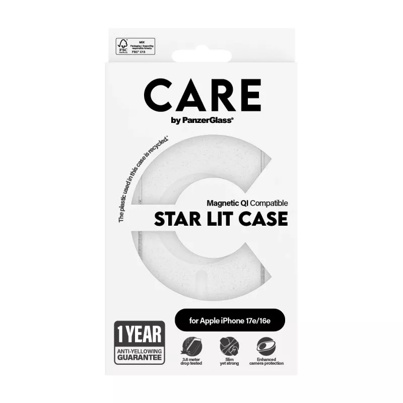 Funda PanzerGlass CARE by ® Flagship Case Urban Combat Star Lit blanco Qi compatible iPhone 16e