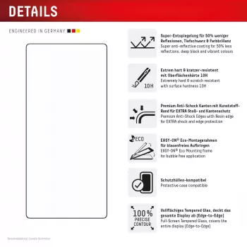 Displex Premium Displayschutzfolie (Full Cover, 10H) para Samsung Galaxy S25 Ultra, marco de montaje Eco, Full Cover