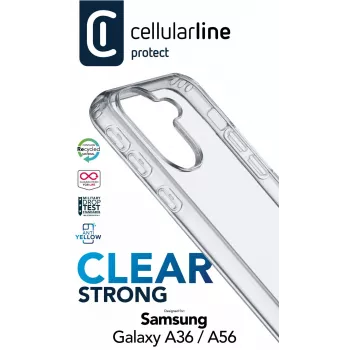 Cellularline Clear Protect - carcasa rígida con bordes de goma para Galaxy A36/A56