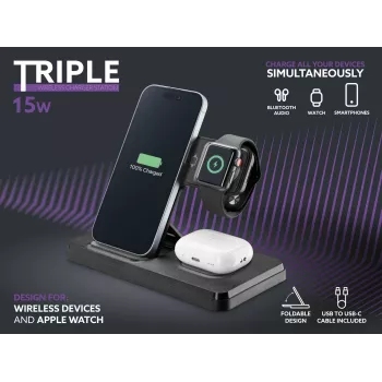 Base de carga Tech Pop para smartwatch/smartphone negra