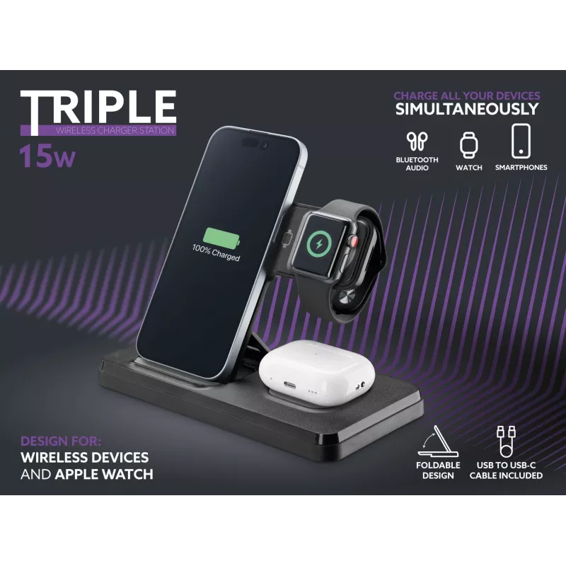 Base de carga Tech Pop para smartwatch/smartphone negra