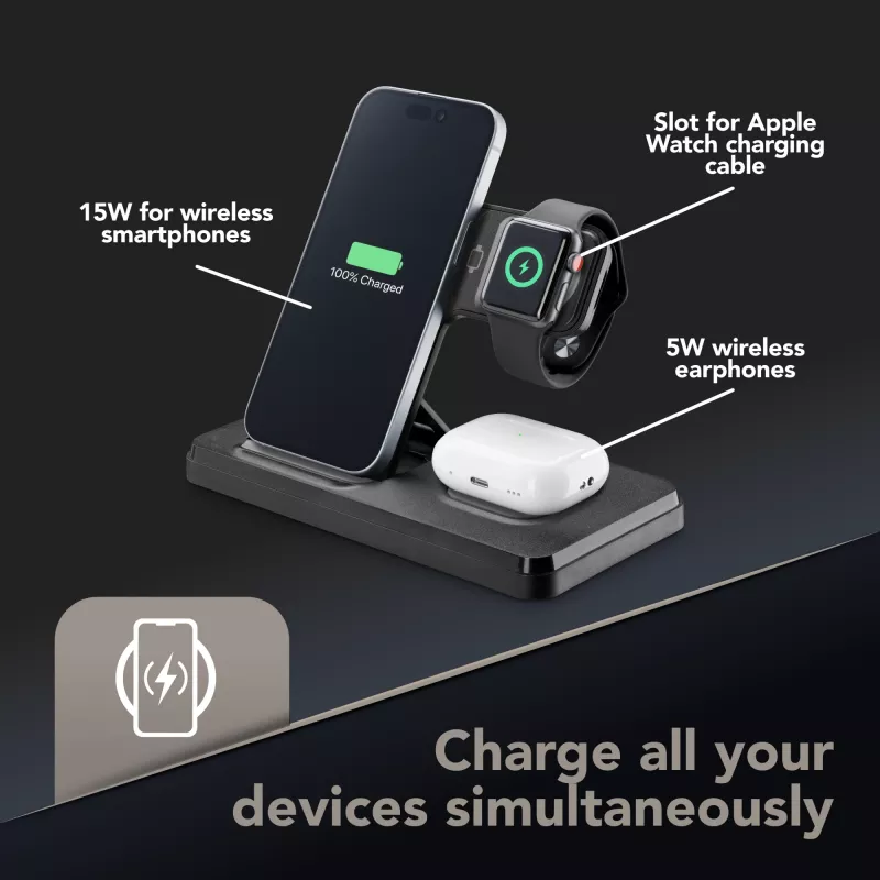 Base de carga Tech Pop para smartwatch/smartphone negra