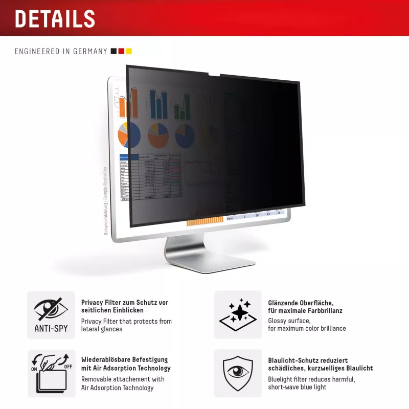Displex PRIVACY SAFE filtro de privacidad extraíble de dos direcciones para Studio Display 27
