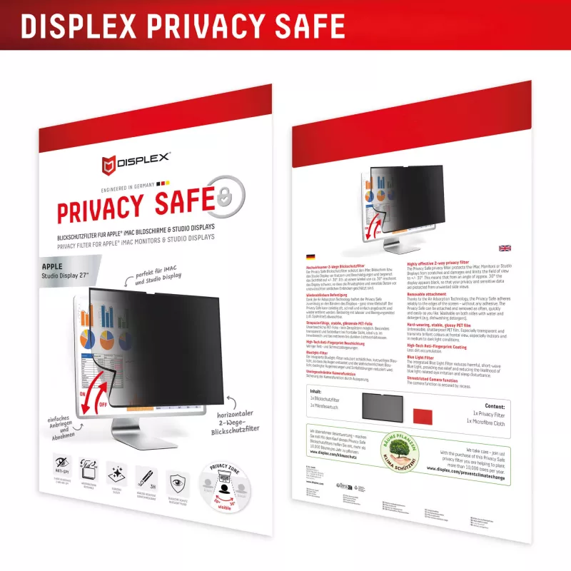 Displex PRIVACY SAFE filtro de privacidad extraíble de dos direcciones para Studio Display 27