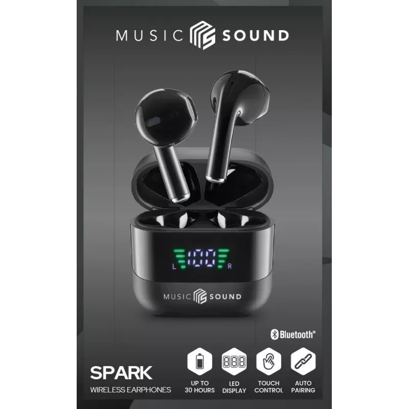 Music Sound SPARK auriculares TWS con pantalla LED