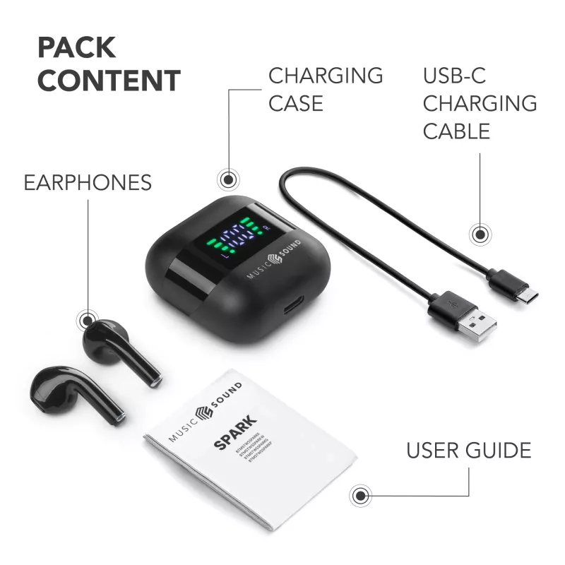 Music Sound SPARK auriculares TWS con pantalla LED