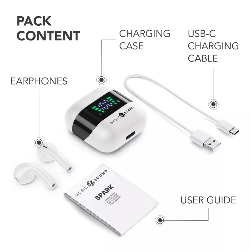 Music Sound SPARK auriculares TWS con pantalla LED