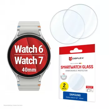 Displex vidrio 9H Galaxy Watch 7/6 (40 mm), pack de 2, ultrafino, sin bordes, anti-suciedad, fabricado en Alemania