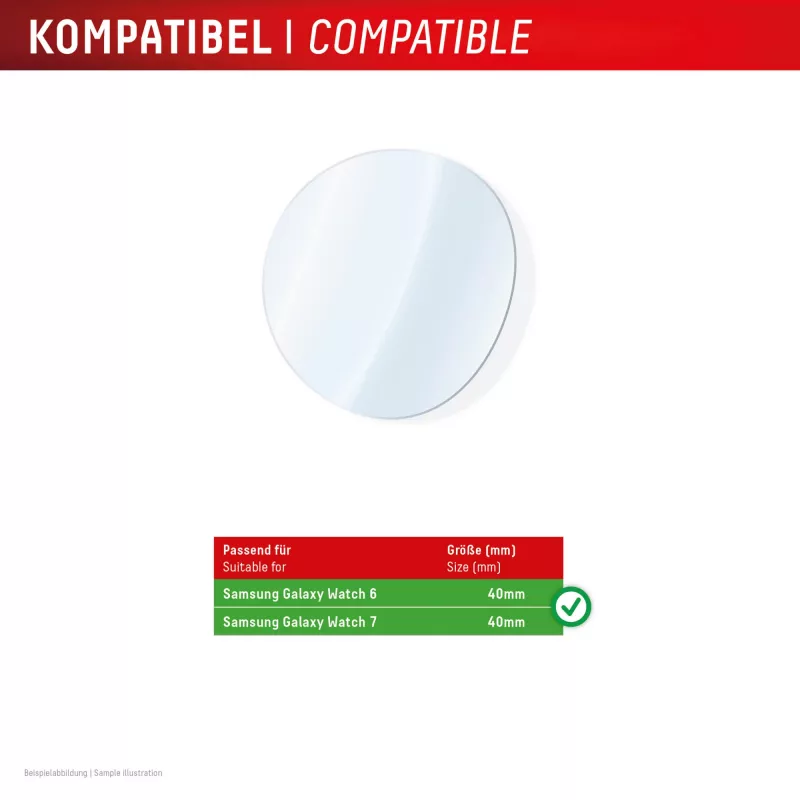 Displex vidrio 9H Galaxy Watch 7/6 (40 mm), pack de 2, ultrafino, sin bordes, anti-suciedad, fabricado en Alemania