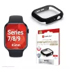 Displex vidrio templado 10H para Apple Watch 9/8/7 (45 mm), carcasa integral, IP68, snap-on, negro mate