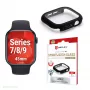 Displex vidrio templado 10H para Apple Watch 9/8/7 (45 mm), carcasa integral, IP68, snap-on, negro mate