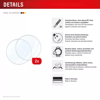 Displex vidrio 9H Garmin fenix E/fenix 8 (51 mm), pack de 2, ultrafino, sin bordes, anti-suciedad, fabricado en Alemania